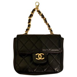Chanel-Vintage Chanel 1990s Micro Mini Lambskin Quilted Belt Bag-Black