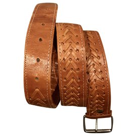Autre Marque-handmade soft leather belt T. 90-95 Unisex-Cognac