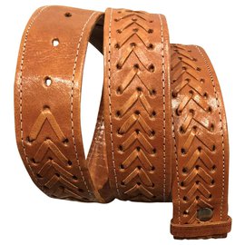 Autre Marque-handmade soft leather belt T. 90-95 Unisex-Cognac