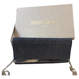 Pochette Jimmy Choo Blu Denim con Catena Blu scuro
