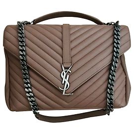 Borsa da college Monogram Saint Laurent Marrone chiaro