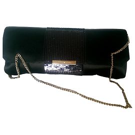 Emporio Armani Black Satin and Sequins Clutch Bag Black