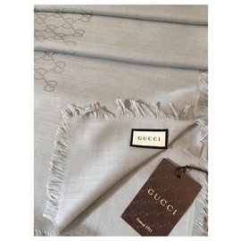 Gucci-Monogram Scarf-Grey