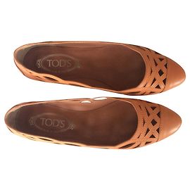 Tod's Leather Openwork Ballet Flats Orange Orange
