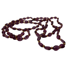 Autre Marque-Collana collana vintage  1 m lungo con perle di ametista-Rosso