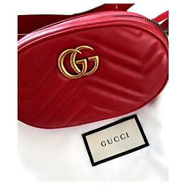 Gucci Marmont leather banana pouch red Red