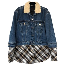 Maje checkered denim jacket light blue Light blue