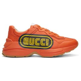 Gucci-Gucci Orange Logo Rhyton Sneakers-Orange