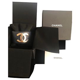 Chanel leather cuff bracelet navy blue Navy blue