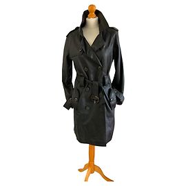 Moreschi BLACK LEATHER TRENCH T40 Black