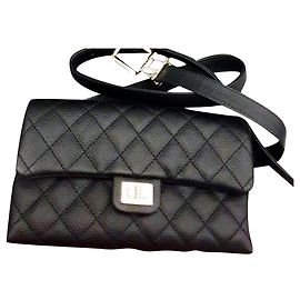 Borsa a spalla a banana Chanel / Borsa mini Chanel Nero Argento