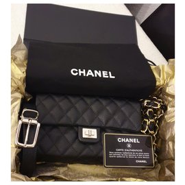 Chanel-Bolso de hombro Chanel banana / bolso mini Chanel-Negro,Plata