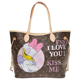 Louis Vuitton-Louis Vuitton Neverfull MM Monogram New with Customized Pouch "My Daily Mood" by the artist PatBo-Brown