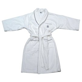 Autre Marque-Harry Winston White Robe with kimono shape and shawl collar-White,Navy blue