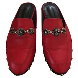Mules en cuir rouge The Kooples Rouge