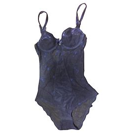 Autre Marque Charmel Lise Lace Bodysuit Blue Blue Navy blue Dark blue