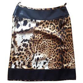 Ferré Milano falda de seda Estampado de leopardo