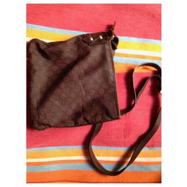 Gucci-gucci shoulder bag brown canvas-Brown
