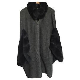 Autre Marque Jacke Weste Kragen und Manschetten in Rex Anthrazitgrau