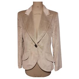 Escada Blazer aus Seide und Baumwolle Eggshell Aus weiß