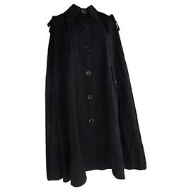 Capa Hanae Mori de lana negra con capucha desmontable Negro