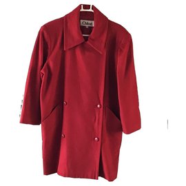 Chloé-Manteau de laine à double boutonnage doublé chloe-Rouge