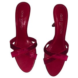 Louis Vuitton Mules Satin Dark Red 36.5 Dark red