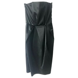 Philosophy Di Alberta Ferretti-Strapless satin dress-Black