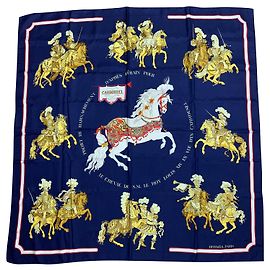 Sciarpa di seta Hermès Carroussel blu navy 90x90 cm Blu navy