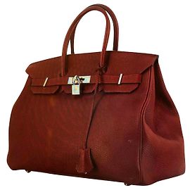 Hermès Bolsa Birkin 35 Acabamento em prata cor BORDEAU excelente estado Bordeaux