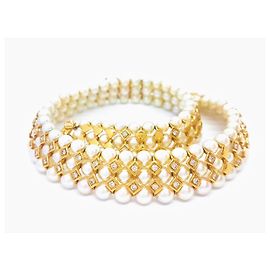 Autre Marque Collana Girocollo con Perle Coltivate Oro Giallo e Diamanti D'oro