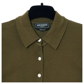 Hermès-khaki polo36-Khaki