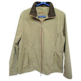 Barbour-Tartan lined microfiber jacket-Khaki