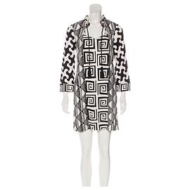 Diane Von Furstenberg Eustacia Seidenminikleid schwarz elfenbein Schwarz Roh