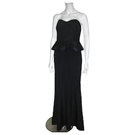 Marchesa-Corset evening gown-Black,Dark blue