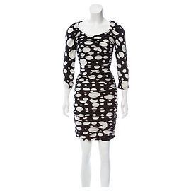 Vestido Diane Von Furstenberg Zucca de seda com bolinhas preto e branco Preto Branco