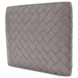 Bottega Veneta-Bottega Veneta Intrecciato Bifold Wallet-Grey
