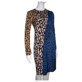 Diane Von Furstenberg-Abito DvF Belmont-Multicolore,Stampa leopardo
