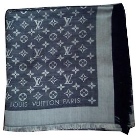 Louis Vuitton Blauer Monogramm-Denim-Schal Blau