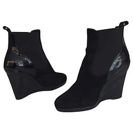 Bottines compensées Hogan en daim noir Noir