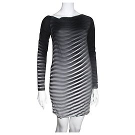 Autre Marque Original Vintage Halston Kleid Weiß Grau Anthrazitgrau