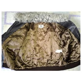 Armani-ARMANI Junior - Type G-1 Blouson en cuir Bombardier pilote, Col amovible, size 42-Marron