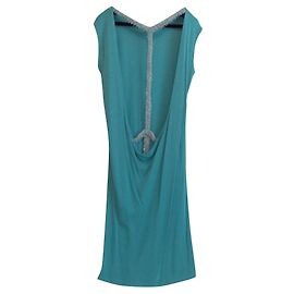 Autre Marque Türkisfarbenes Abendkleid mit Perlenbändern Größe S Türkis