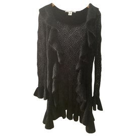 Diane Von Furstenberg-Cardi coat with ruffles-Black