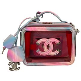 Chanel Vaidade pequena caixa de PVC rosa com couro de arco-íris Rosa