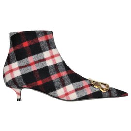 Balenciaga-BALENCIAGA BB checked print fabric ankle-boots-Multiple colors