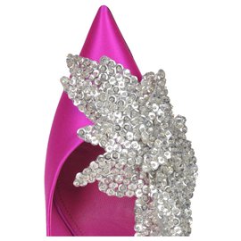 Balenciaga-BALENCIAGA Jewel application satin pumps-Pink