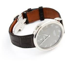 Hermès-AUTO ARCEAU 40 BLACK CROCO-Silvery,Dark grey
