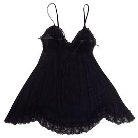 Autre Marque Slip de encaje y raso negro Negro