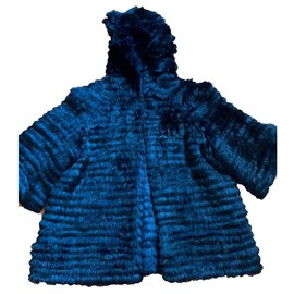 Autre Marque-Veste en fourrure Lapin-Noir,Bleu foncé